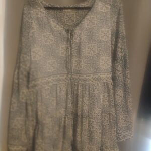 Hint of Mint Patterned Mini Dress in Blue and White